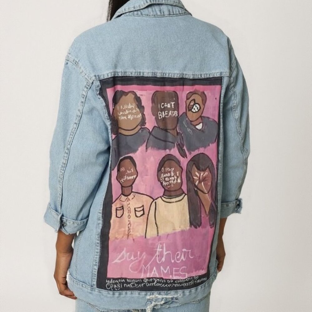 Hand-Painted Art to Wear Denim Jacket – Activist Statement Piece – One of a Kind